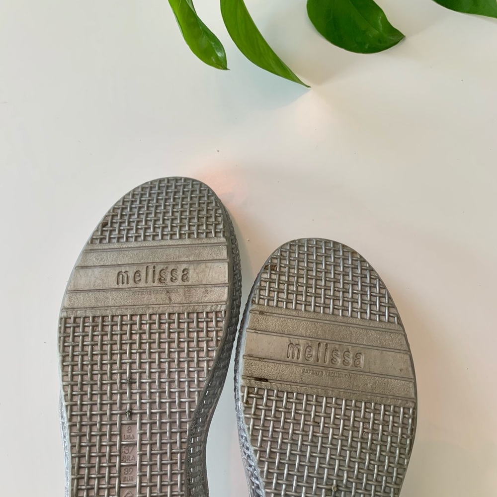 Melissa Classic Silver Glitter Ballerina Flats - Picture 3 of 5